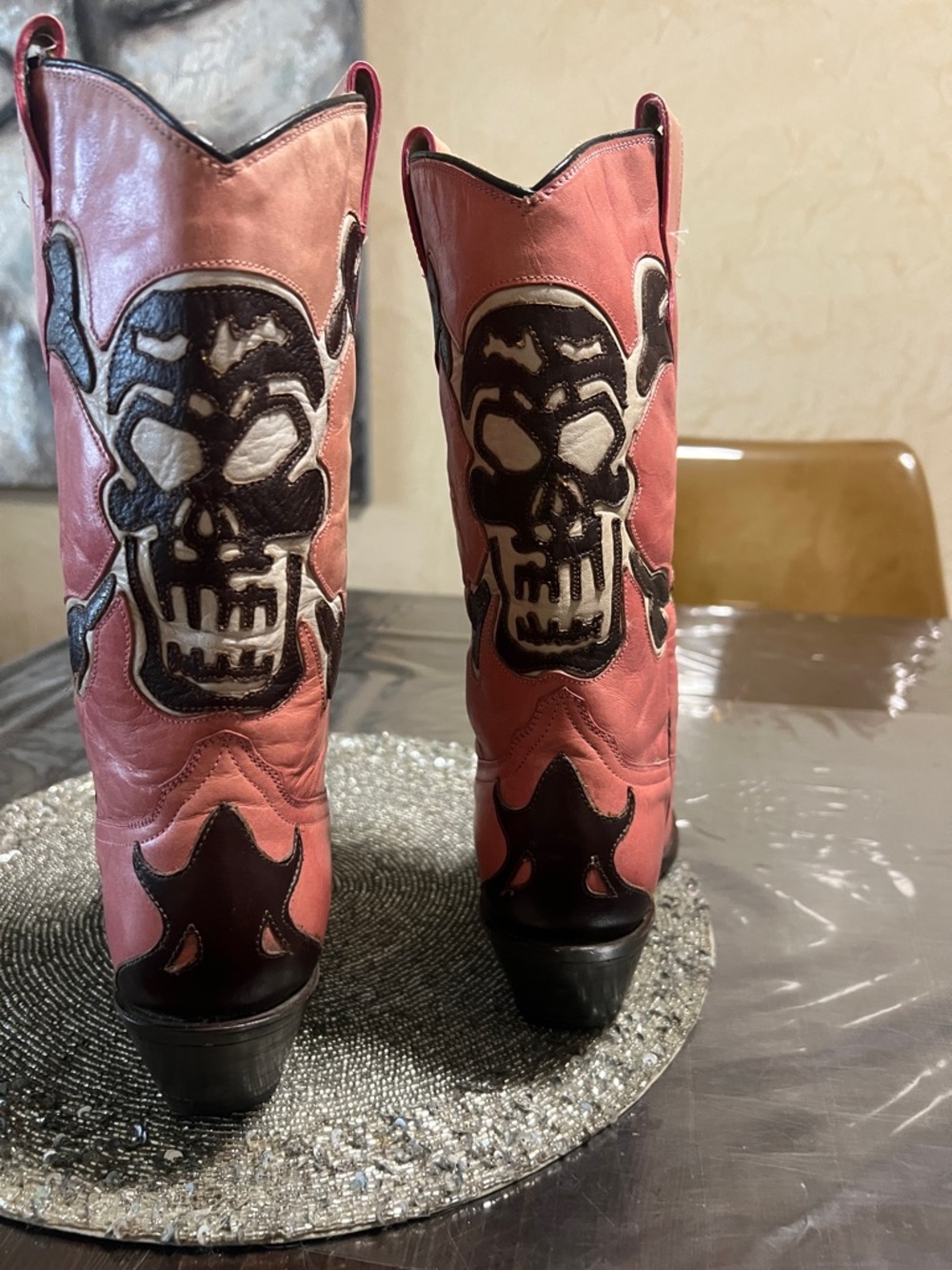 RARE CORRAL Ghost Rider Skull /Flames PINK Western Cowboy/girl boots - Picture 7 of 15